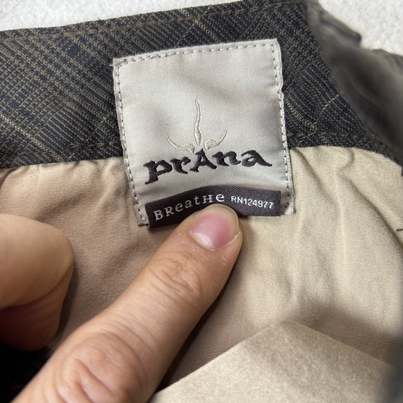 PrAna Mens Breathe Straight Fit Pants Size 34x30 Side Pocket Plaid Brown - Picture 3 of 12